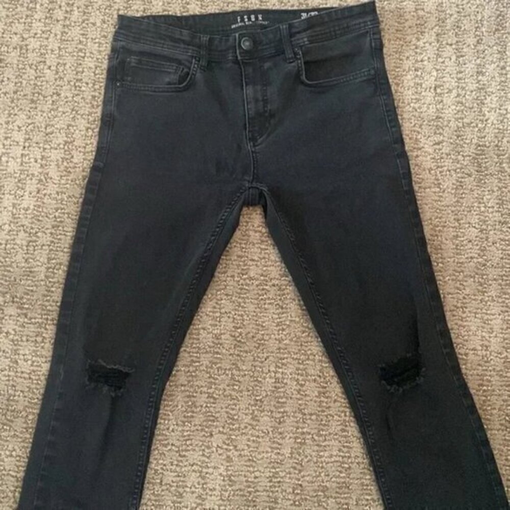 Black Charcoal Distressed FSBN Jeans